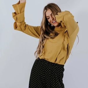 Yellow Ruffle Sleeve Sweater